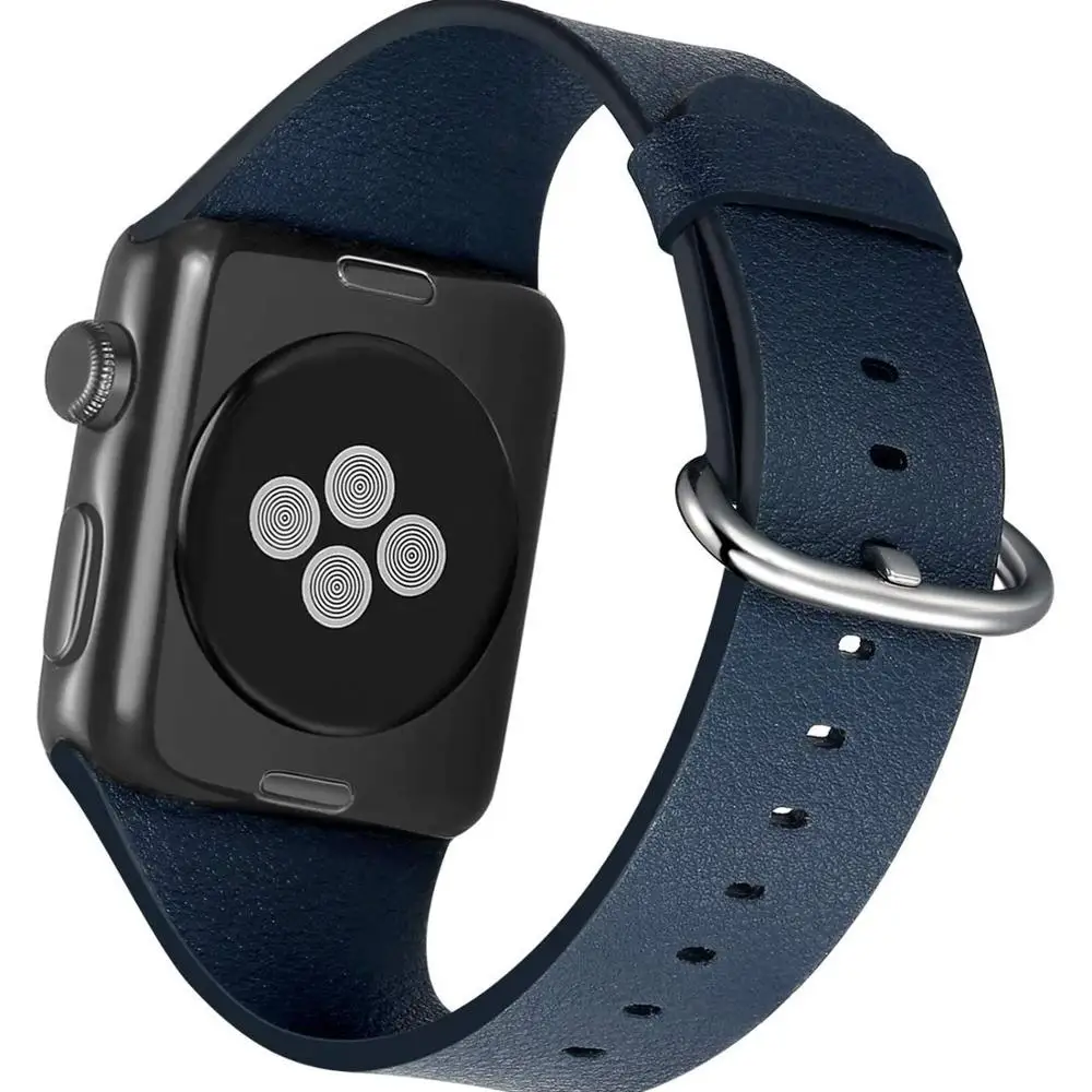 Кожаный ремешок Браслет apple watch 40 мм браслет для apple watch band 44 мм для iwatch band 38 мм серия 4 3 2 1 42 мм аксессуары - Цвет ремешка: midnight blue