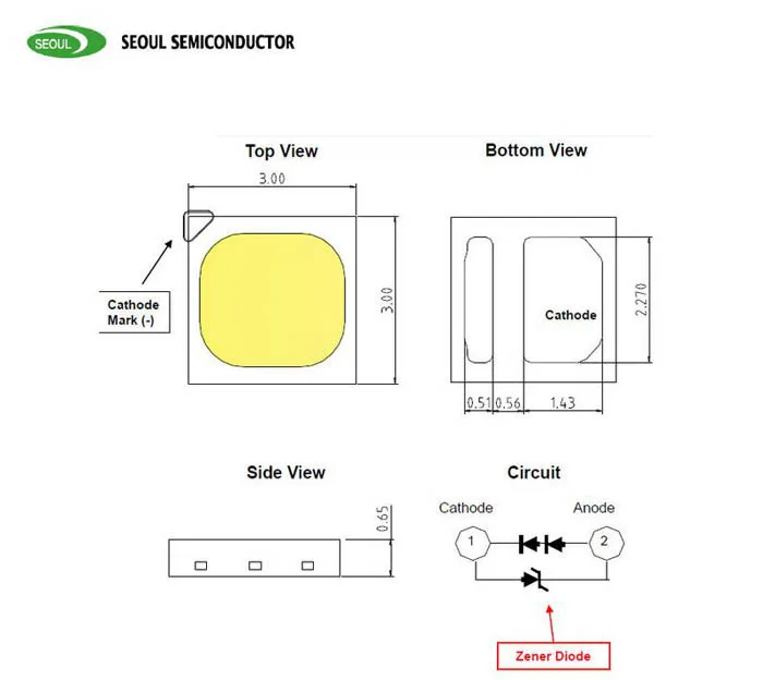 3030 LED dimension