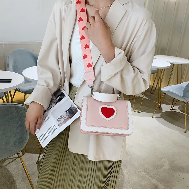 TOYOOSKY/Модная женская сумка на плечо в японском стиле из искусственной кожи, сумка через плечо с милым сердцем, съемные портативные сумки для девочек