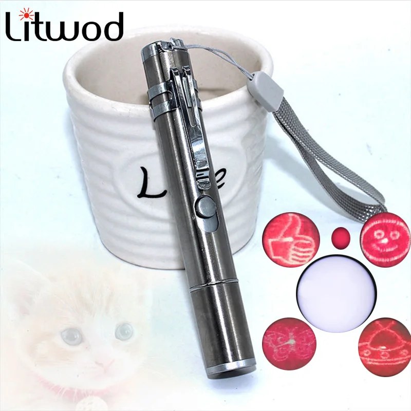 

Litwod Z20 Build-in battery Laser Pointer Pen Beam Light 650nm Professional Laser Red light 6 Modes For Pet Kid Present Gift
