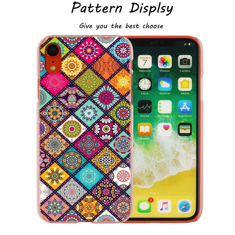 Модный прозрачный жесткий чехол с цветочным рисунком Мандала для IPhone X XS Max XR 8 7 6 6s Plus 5 SE 5C 4 4s - Цвет: 001
