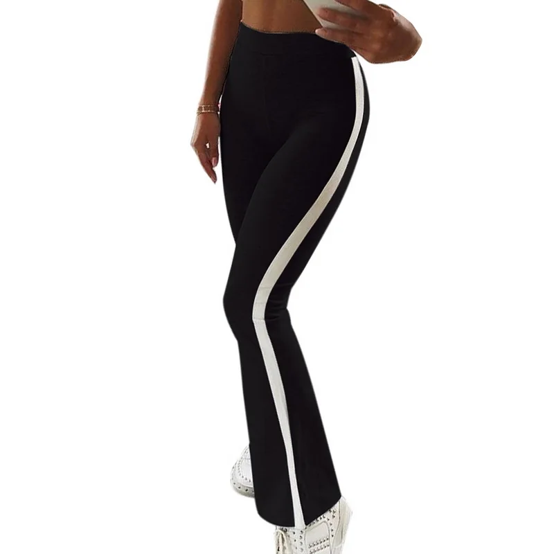 

LASPERAL Autumn Women Skinny Pants Fashion High Waist Sportwear Womens Flare Trousers Casual Striped Stretch Female Sweatpants