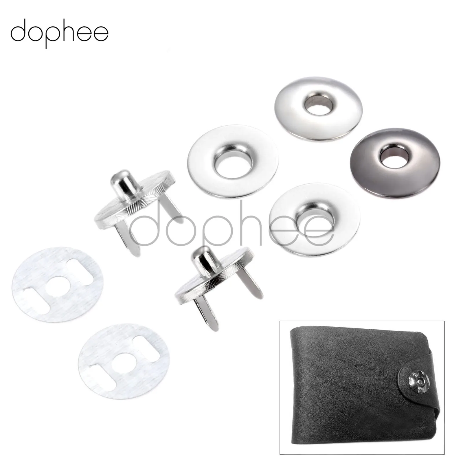 dophee 10pcs 17mm Magnetic Snaps Silver/Gun Black Fastens Buttons For Handbag Purse Clothes Luggage Bag Scrapbook Craft DIY