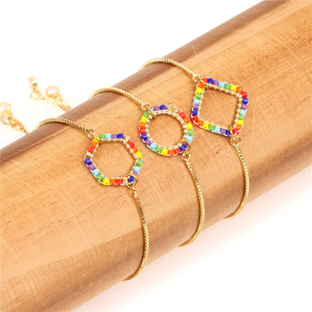 

Simple Handmade Slide Colorful Bracelet Miyuki Glass Beads Weave Charm Women Bracelets Friendship Jewelry Pulsera
