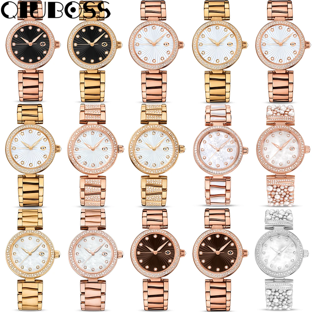

New Ladies Around The Watch with Diamonds Automatic Machinery 18K Rose Gold 425.63.34.20.55.001 Belt Men Give Women Gifts
