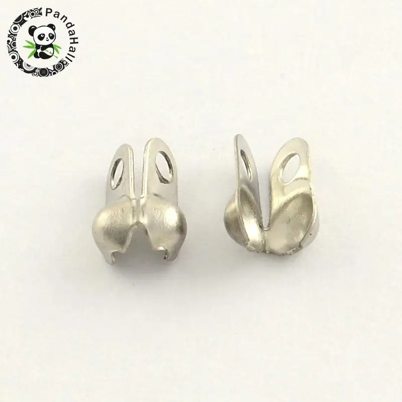 

500pcs/lot Open Clamshell End Caps 304 Stainless Steel Bead Tips Knot Covers,Stainless Steel Color, 6x3mm, Hole: 1mm