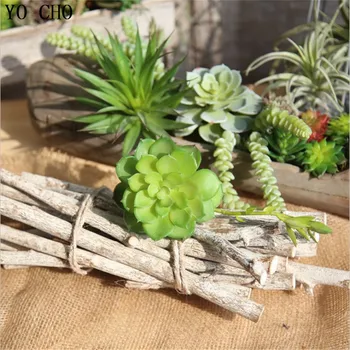 YO CHO 1PC 3 Color Artificial Succulent Plant Fake Rounded Snow Lotus DIY Fake Flower Hanging Plants Home Garden Bar Decoration