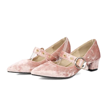 

New Plus Big and Small 32-48 Size 4 color New Spring Autumn Women's Pumps Women Shoes pointed Toe Square heel 769-2
