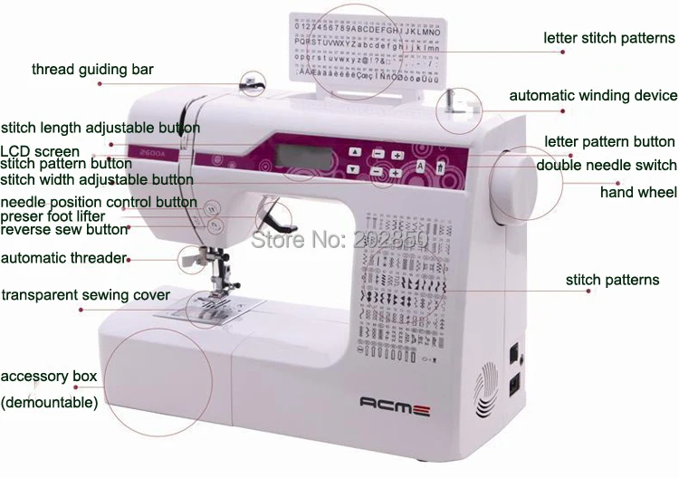 Обновление бытовой многофункциональной швейной машины, с различными 200 стежками, можно вышивать буквы, ЖК-экран, супер продукт
