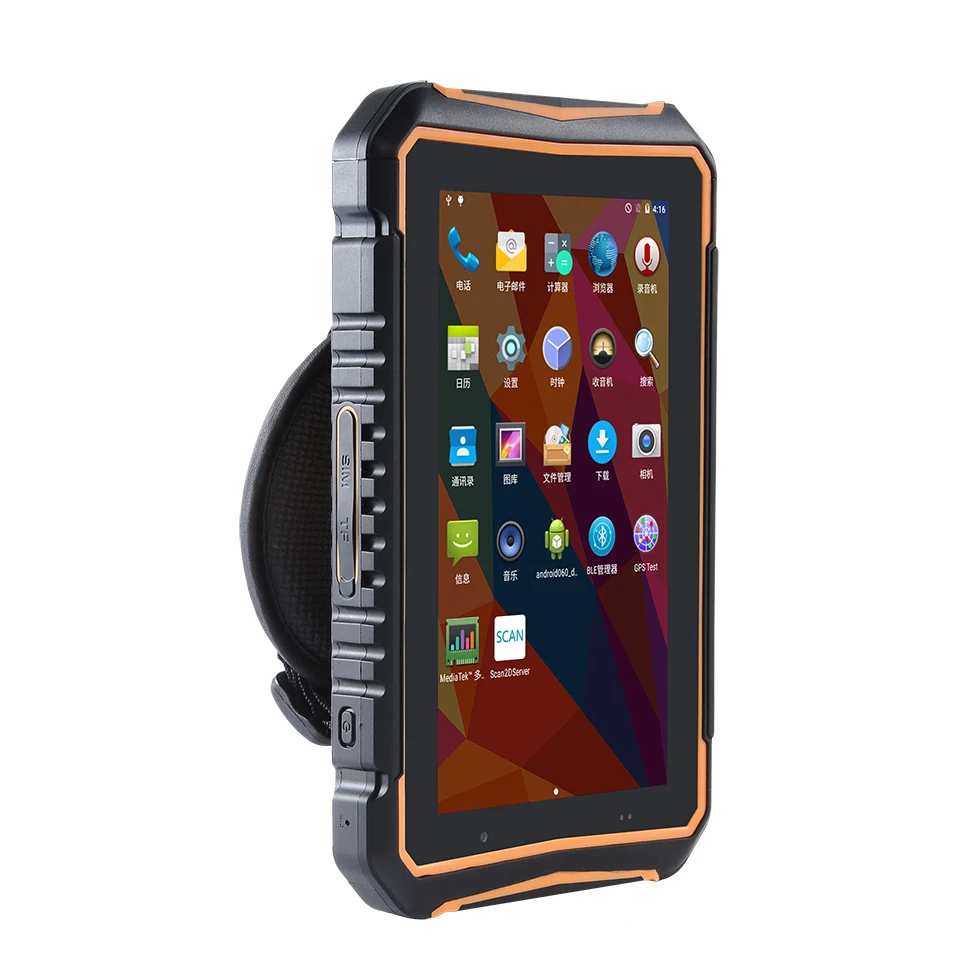 7 بوصة في الهواء الطلق وعرة اللوحي البيانات المحمولة محطة 2D الباركود ماسحة NFC الروبوت اللوحي مع Fingerprinter الاستشعار