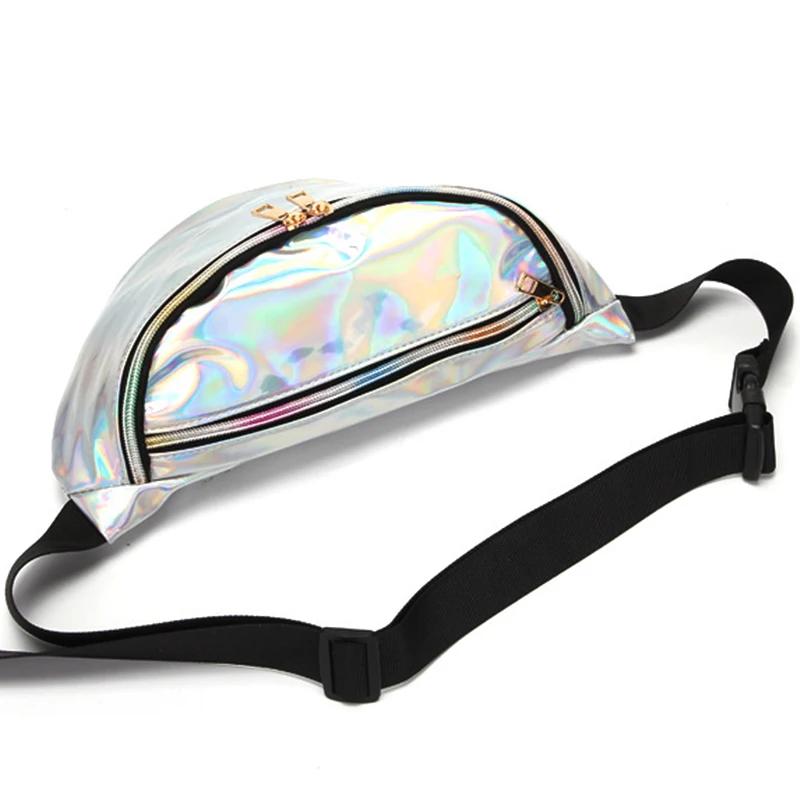 2018 New Iridescent Fanny Pack Women Waist Bag Shiny Belt Waist Pack Handbags Laser Purse Translucent Reflective Chest Waist Bag