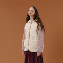 Женская Повседневная куртка Весна новое пальто из овечьей шерсти толстые короткие теплые куртки Лоскутная Женская верхняя одежда