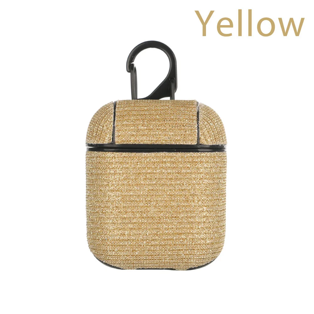 yellow 1 шт. мигающий роскошный кожаный обложка, кожаный чехол с карабином защитный для Apple для airpods Чехлы дропшиппинг - Цвет: yellow