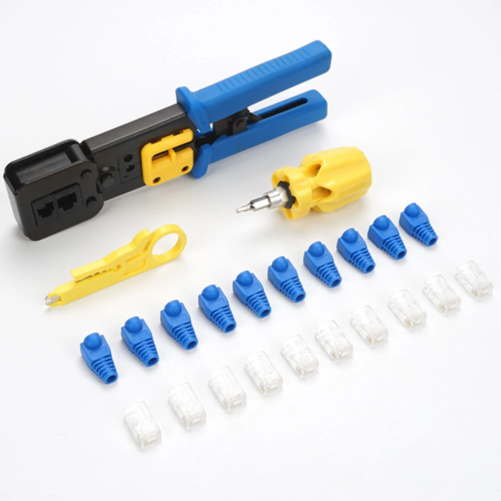 

103pcs/set Boots Cover RJ12 Punch Down Repair Screwdriver Portable Network Tool Kit Cable Crimp Stripper Cutter Professional LAN
