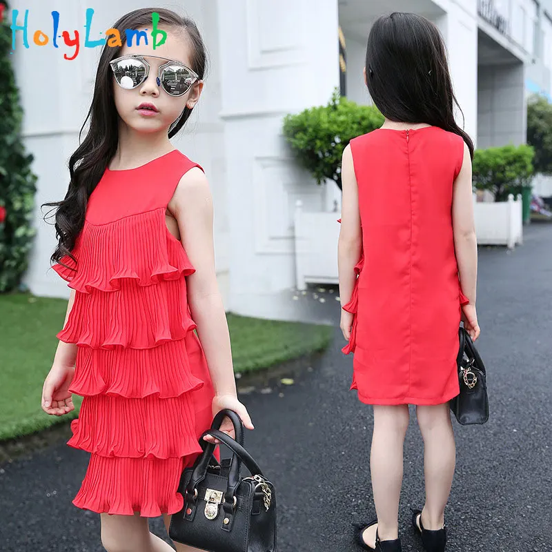 

Girls Dresses 2018 Summer Baby Kids Sleeveless Chiffon Cool Dress Tutu Sundress Beach Dresses Child Clothes 6 8 10 12 14 Years