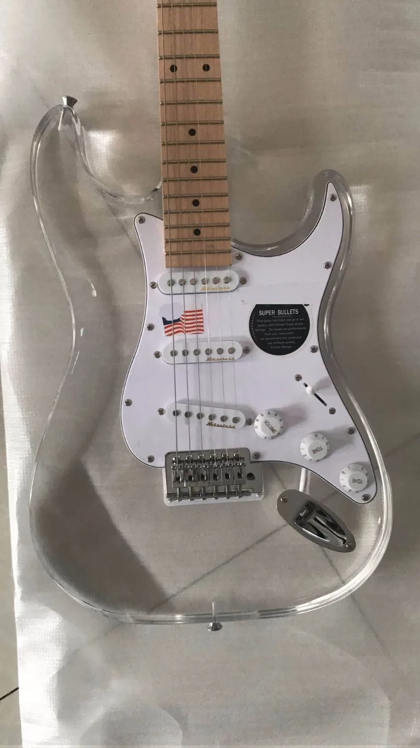 Wholesale Transparent Plexiglass Headless Electric Guitar Fdr STR Model 170625