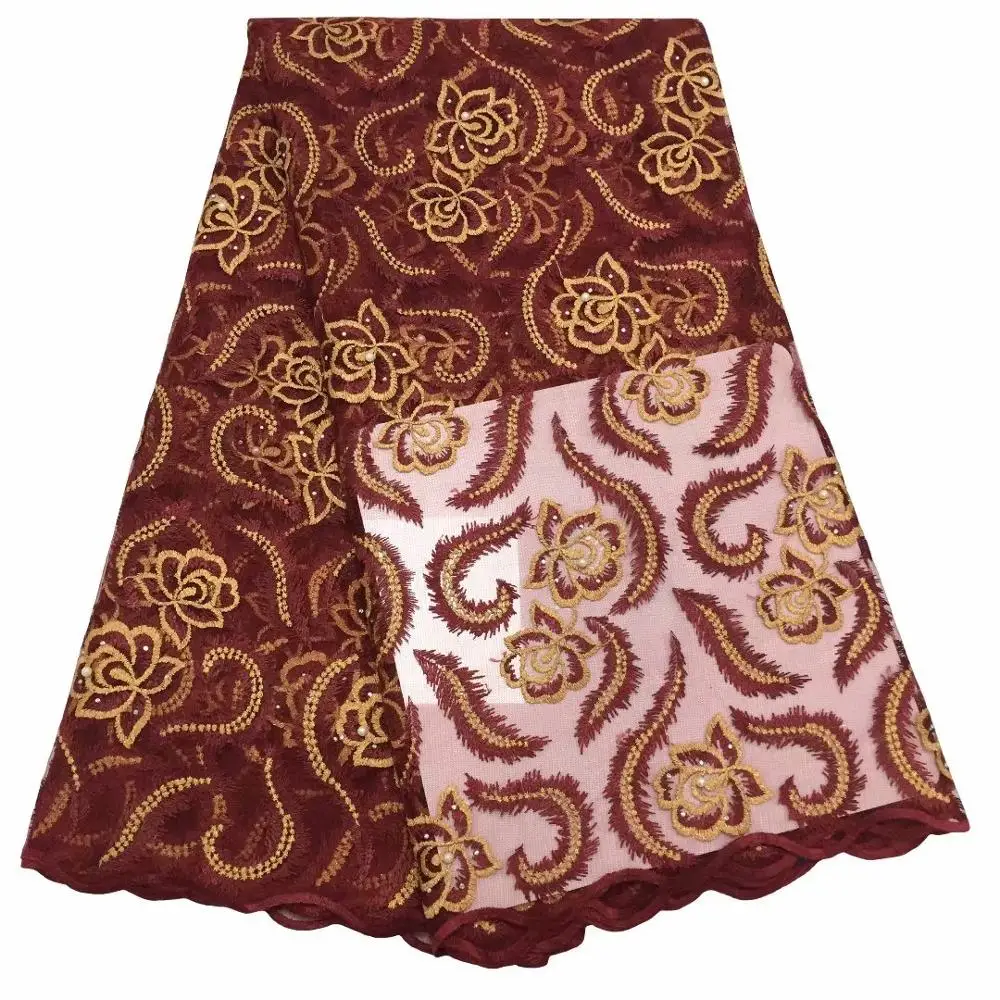 

Classic Hot Tulle Embroidered Mesh Lace Fabric African Lace Fabric High Quality Guipure Lace 5 yards for Party and Wedding