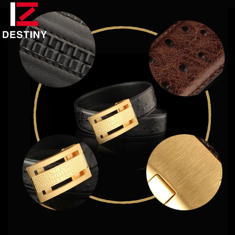 Cinturones de diseñador de destino hombres de alta calidad correa de cuero genuino de lujo famosa marca cinturón boda Acero inoxidable oro plata - 5