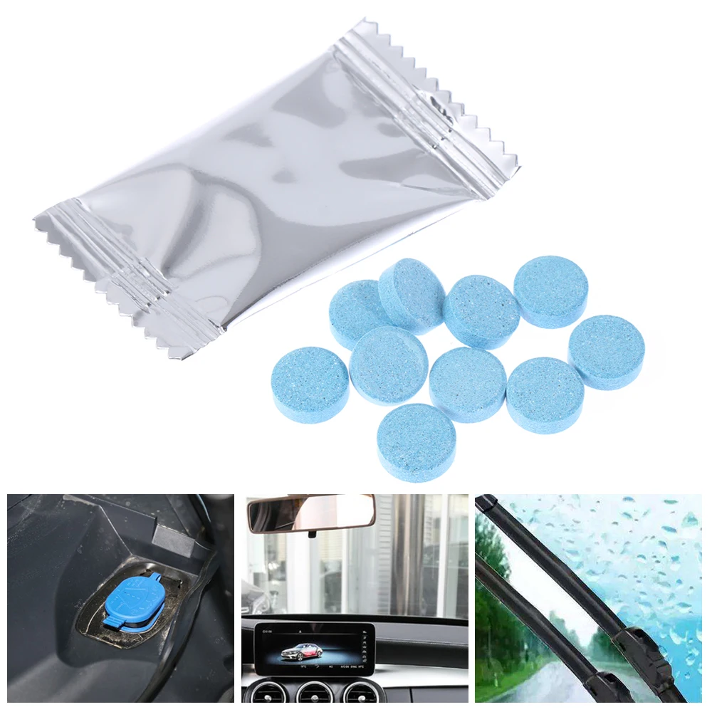 

10 Pcs Car Windshield Glass Wash Cleaning Concentrated Effervescent Tablets Solid Wiper Cleaner