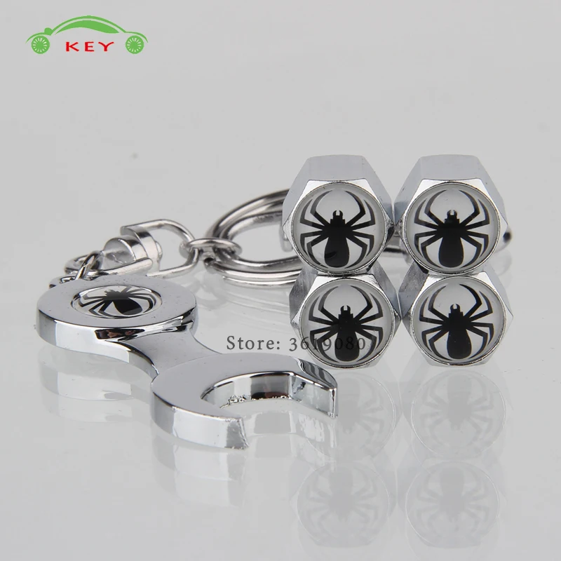

Car Tire Stem Valve Caps Auto Wheel Air Covers with Wrench Keychain for Spider Logo for LADA Volkswagen Golf 6 BMW X3 Toyota KIA