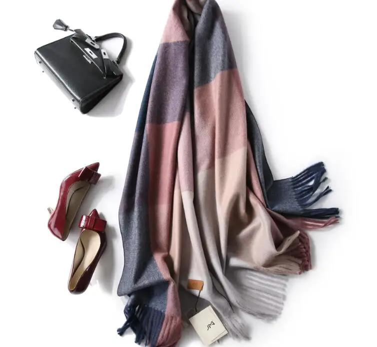 

2019 Scarf Lady Autumn and Winter Thickening Colored Chequered Shawl Cashmere Hundred Sets Long Warm Dual-purpose 68079