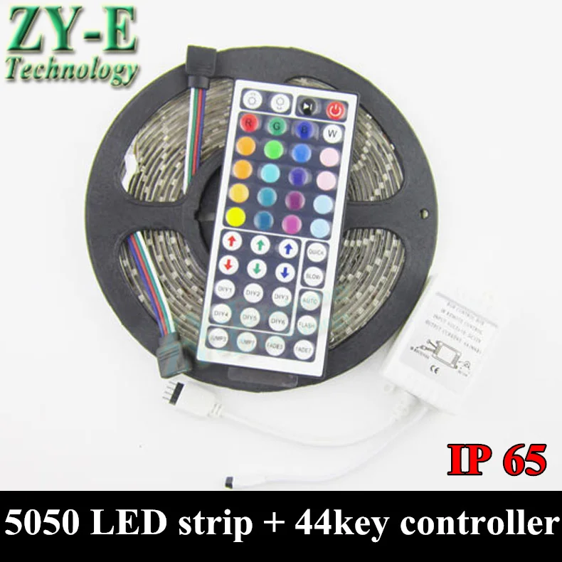

5050 RGB LED strip 5M Ribbon 300LED SMD +44key IR Remote controller,DC 12V fexible waterproof IP 65 Tape led light,freeshiping