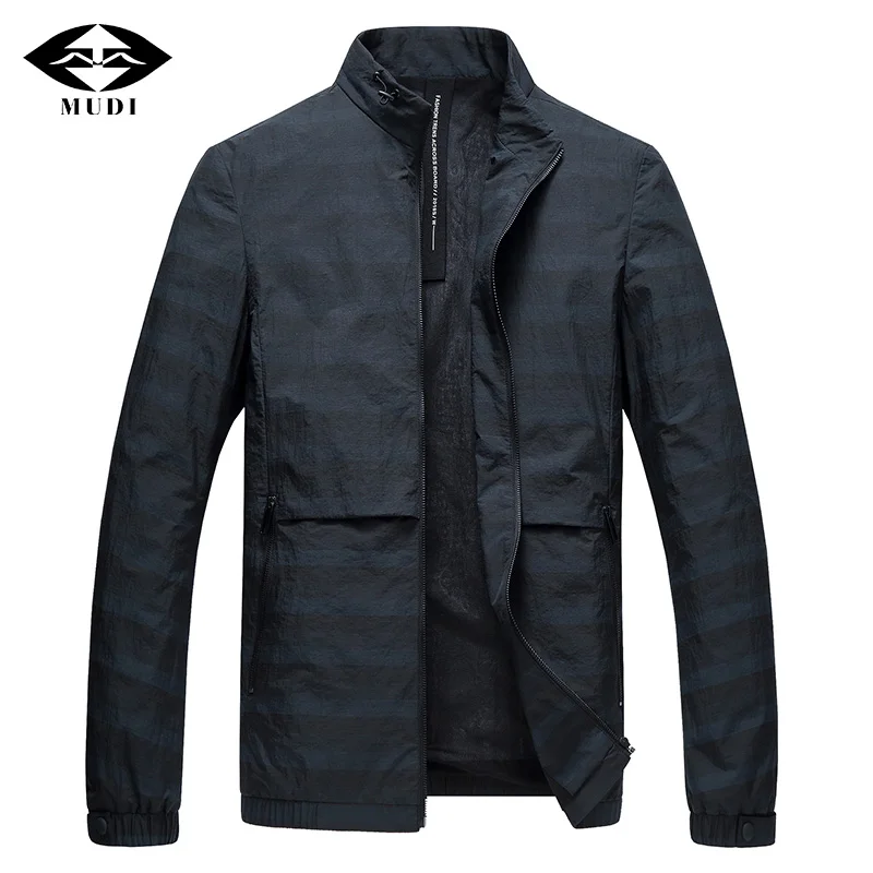 New Men Arrival Business Office Casual Jacket Men Striped Stand Slim