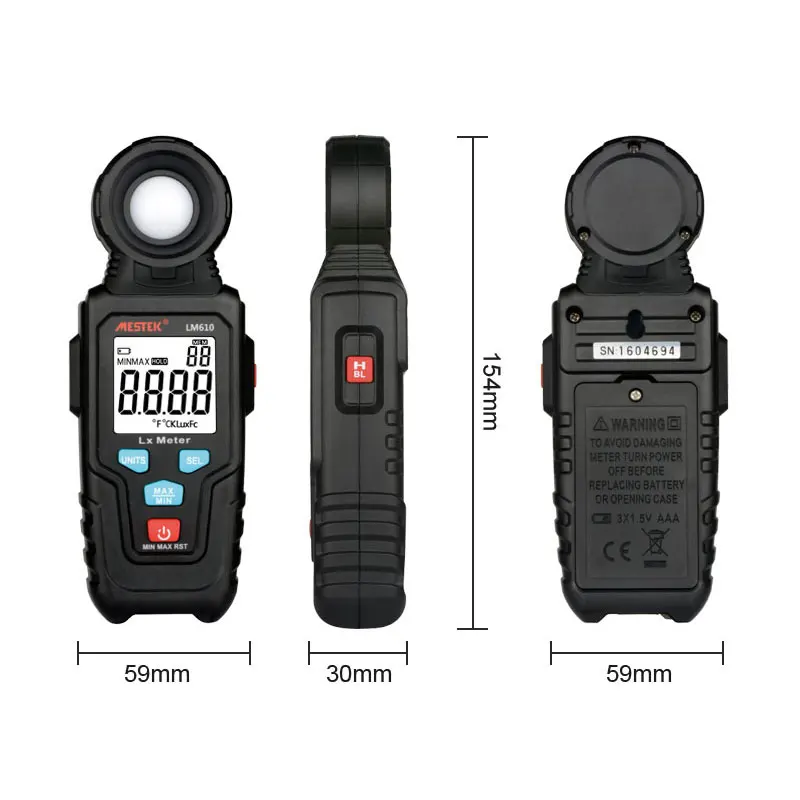Цифровой измеритель освесветильник ности MESTEK LM610 Luxmeter 100000 Люкс/FC фотометр