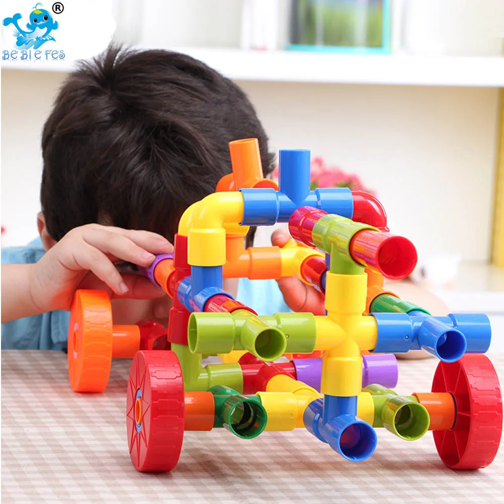

2019 Colorful Educational Water Pipe Building Blocks Toys DIY Assembling Pipeline Tunnel compatible with legoING For children