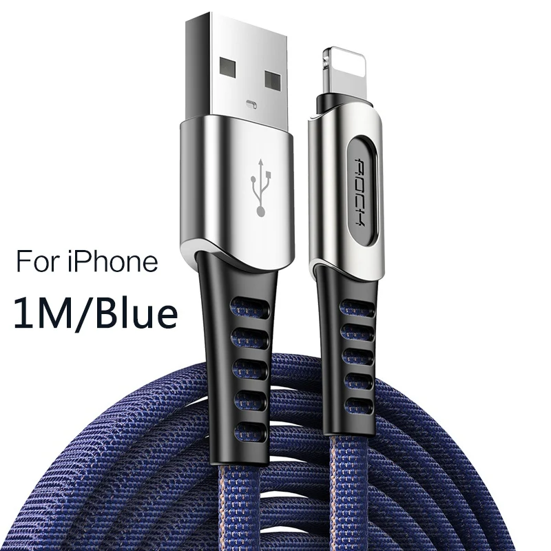 ROCK 3в1 USB кабель для iPhone XS MAX XR X 8 7 6 кабель Micro usb type C кабель для samsung S10 S9 Быстрая зарядка 3.6A шнур зарядного устройства - Цвет: Blue for iPhone