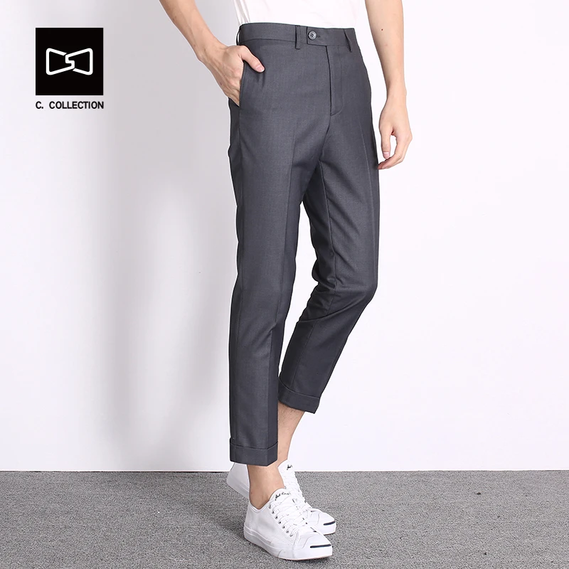 2018 мужские повседневные брюки модные Slim Fit Брюки длиной до щиколотки весна лето