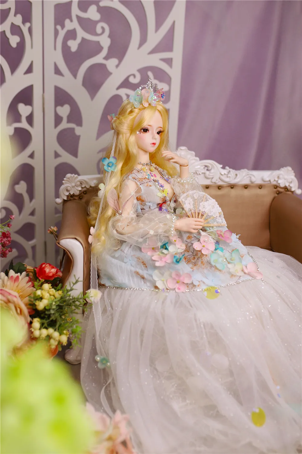 Dream Fairy 1/3 bjd кукла 62 см, кукла на заказ, Золотая одежда для волос, обувь, корона, подарок для девочки