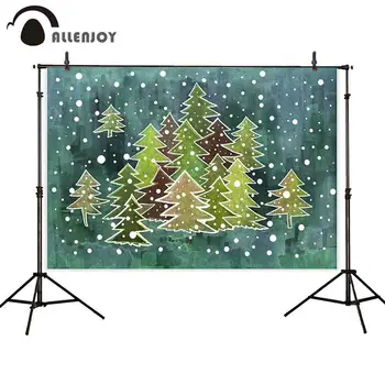 

Allenjoy Baby shower photography background Winter christmas tree forest snow watercolour backdrop photocall photobooth props
