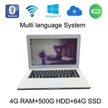 Новинка 2017 года, стильное Windows 10 системы 13.3 дюймов белый ноутбук 4 г ОЗУ 500 ГБ HDD и 64 г SSD Встроенная камера ноутбук