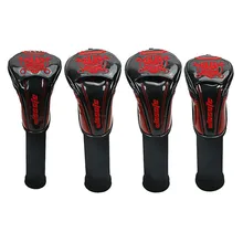 Гольф Клуб Головные уборы 1# драйвер 3#5# дерево# Гибридный чехол из искусственной кожи с красным черепом Вышивка головы Чехлы для мангала