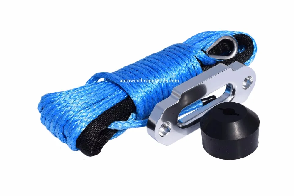 Blue 6mm*15m Synthetic Winch Rope with Hawse Fairlead and Winch Stopper