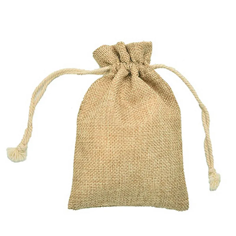 5Pcs Mini Rustic Burlap Bag Drawstring Wedding Party Favor Vintage Sack