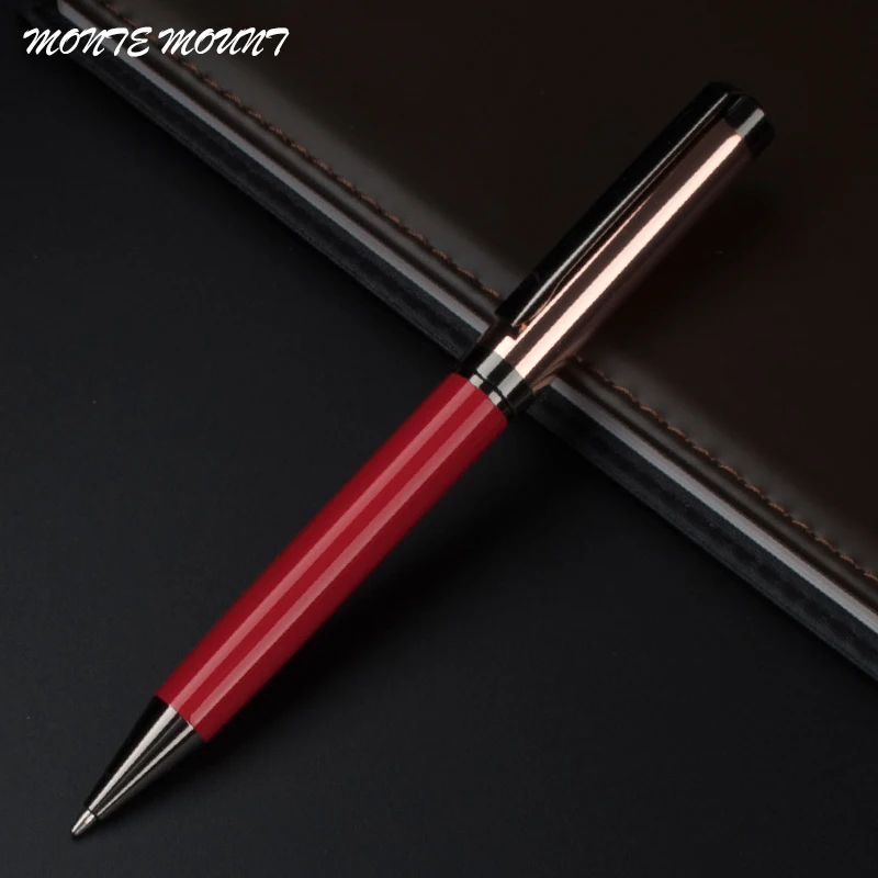 

High Quality Business Roller Ballpoint Pens Metal Grid Rose gold Writing Ballpen School Stationery Pens Gifts box