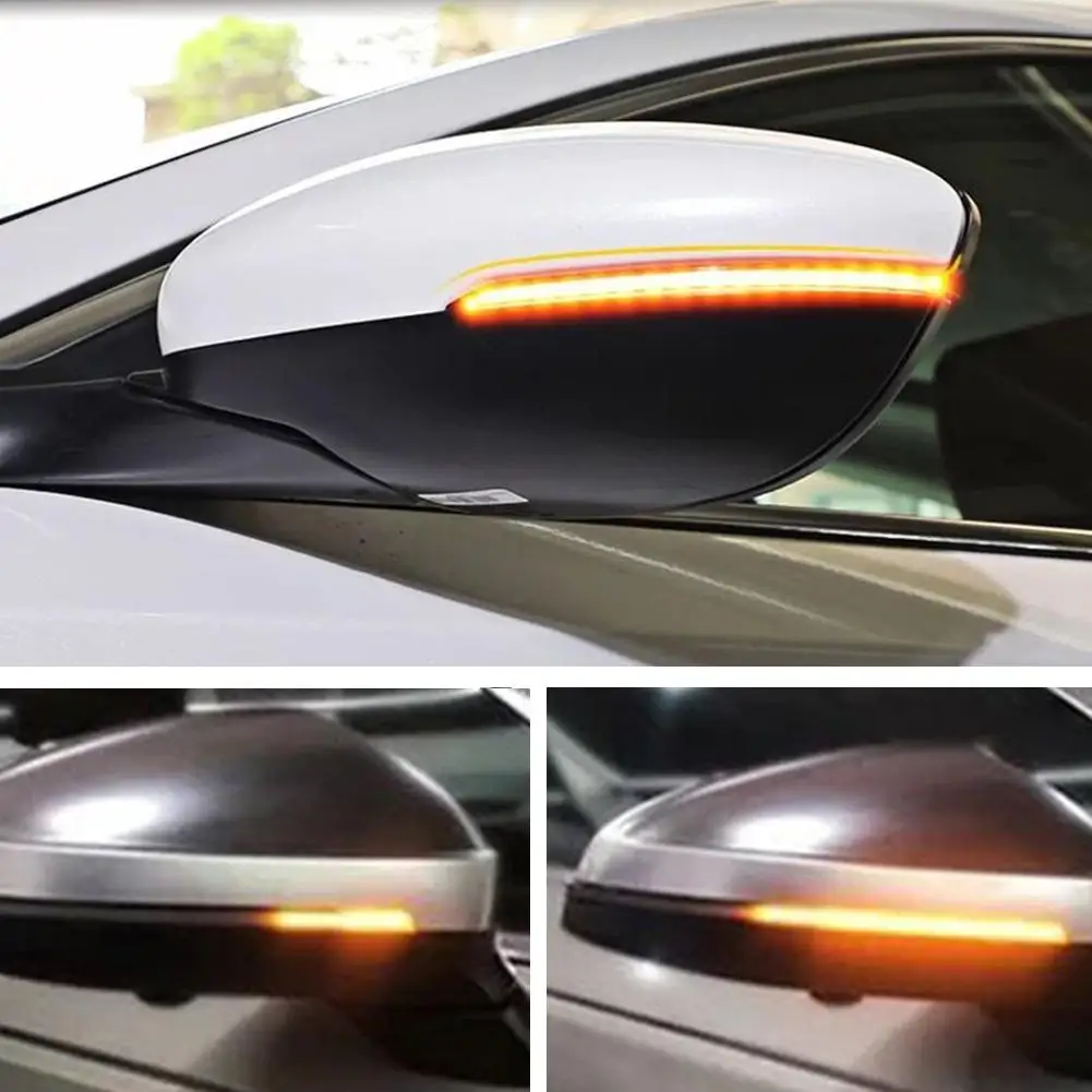 

New 2pcs 12V DC Car Rearview Mirror Turning Streamer Light Turn Signal Light Strip 15/18/28cm Optional