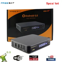 5pcs Freesat GTT Satellite TV Receiver DVB-T2 Decoder Amlogic S905D 1GB RAM 8GB USB WIFI Support 3G IPTV Cline Youtube Receptor