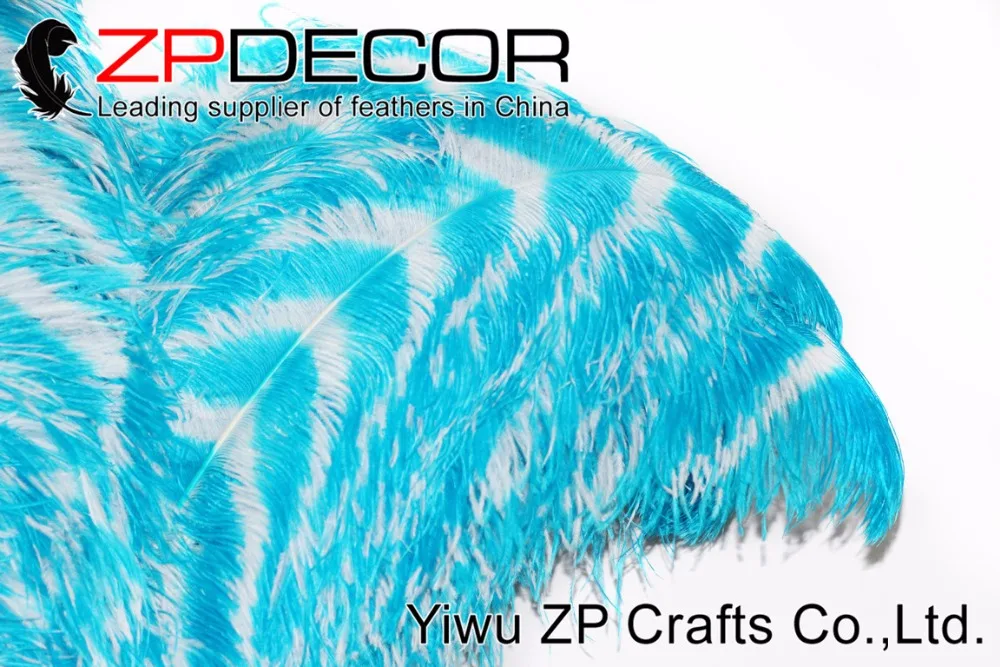 ZPDECOR 65 70 см (26 28 дюймов) 50 шт./лот окрашенные в полоску белые и синие страусиные