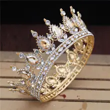 Royal queen tiaras e coroa de cristal, acessórios de joias para o cabelo, diadema de baile para homens e mulheres