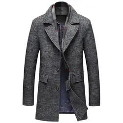 2019 Новое мужское шерстяное зимнее пальто толстый теплый приталенный плащ пальто мужской деловой умный шарф воротник длинное пальто