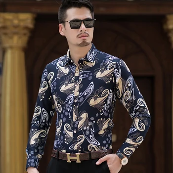 

LONMMY Hawaiian shirt mens clothing casual slim fit Long sleeve shirts men dress camisa social high quality fashions floral New