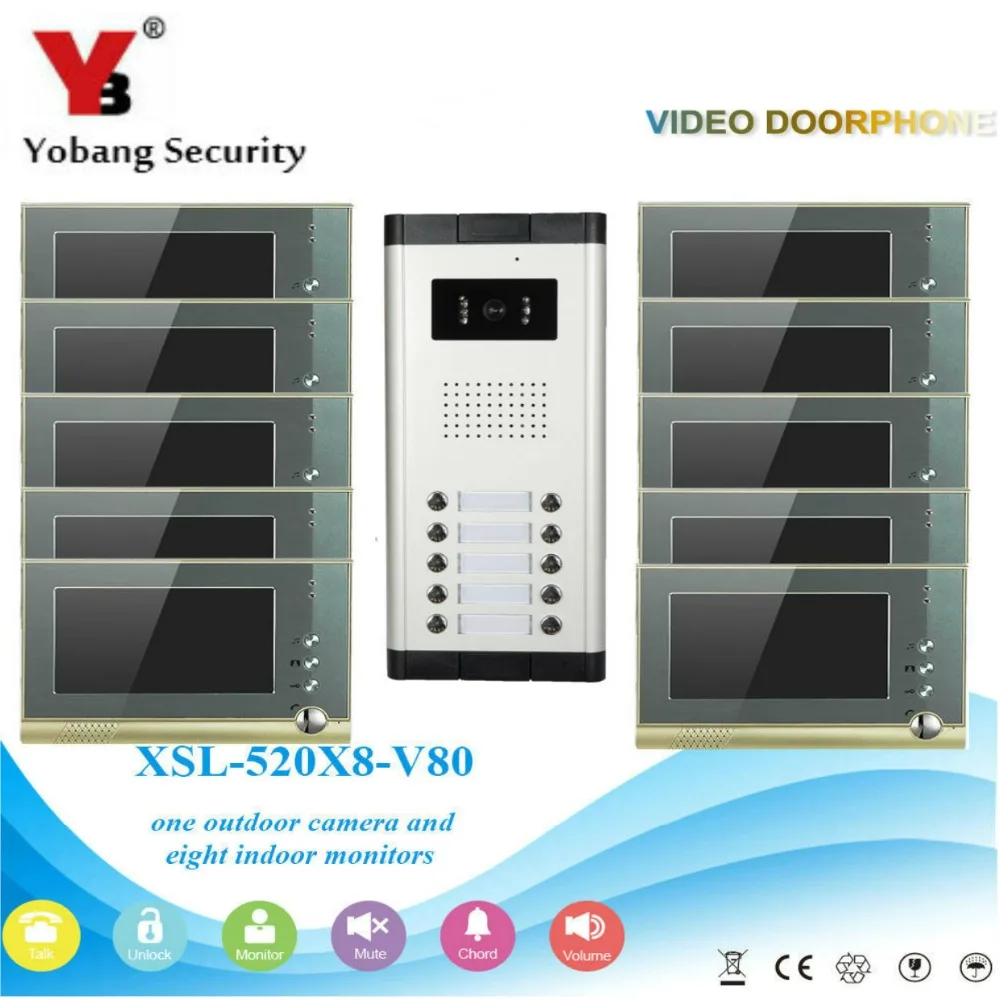 

YobangSecurity Villa Apartment Eye Door bell 7"TFT LCD Color Video Door Phone Doorbell Intercom System 1 Camera 10 Monitor