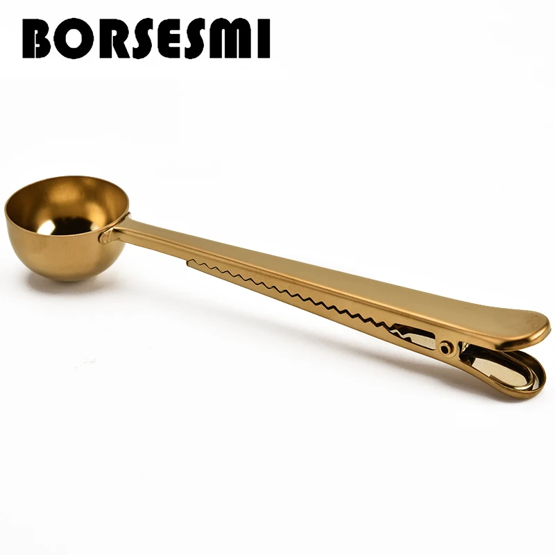 

1PC Coffee Tea Measuring Scoop Spoon Kitchen Accessories 1Cup Ground Coffee Tools Stainless Steel Coffee Scoop With Clip
