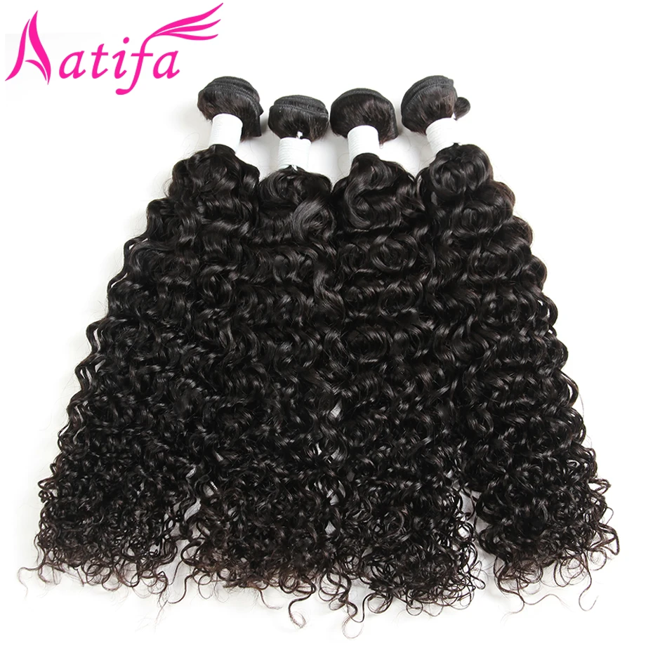Water Wave 4 Bundles With Closure Human Hair Bundles with Closure 4x4 Aatifa Brazilian Human Hair Non Remy Hair Weave 5pcs/lot