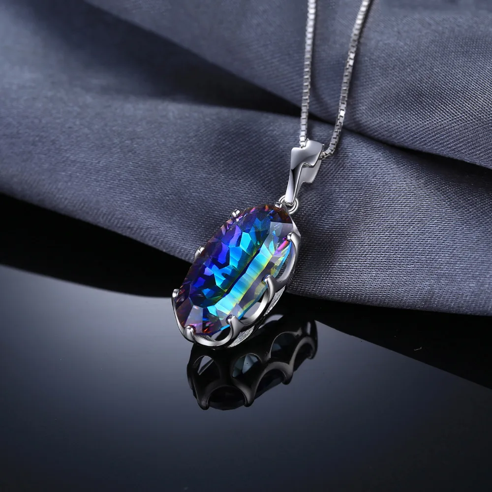 JewelryPalace 여성을위한  신비로운 푸른 무지개 석영  펜던트 목걸이 보석 초커 체인 없음