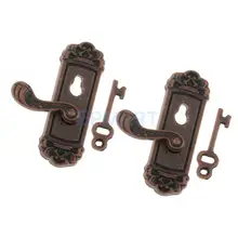 2 шт. 1/12 кукольный домик миниатюрные винтажные дверные замки ключи-Правая ручка