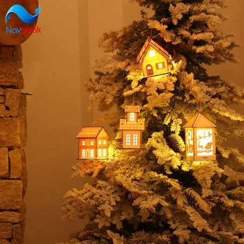 

20PCS/LOT LED Christmas Tree House Style Luminous Cabins Wedding Natal Garland New Year Christmas Decorations